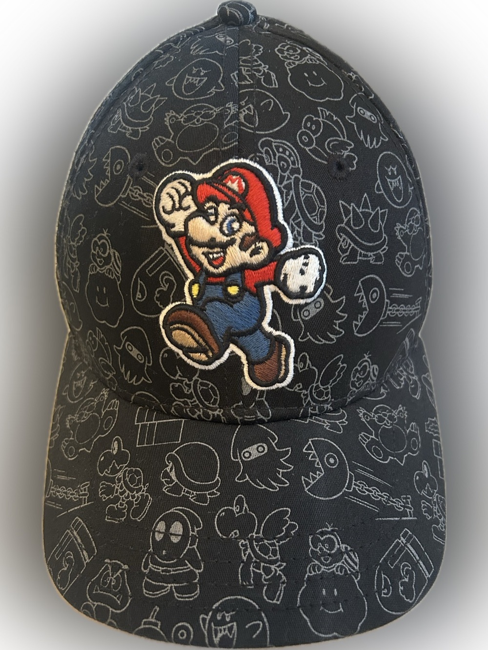 Nintendo Black Kids Hat with Embroidered Mario Patch